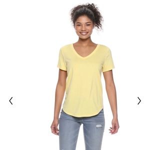 SO Womens short sleeve yellow v-neck t-shirt